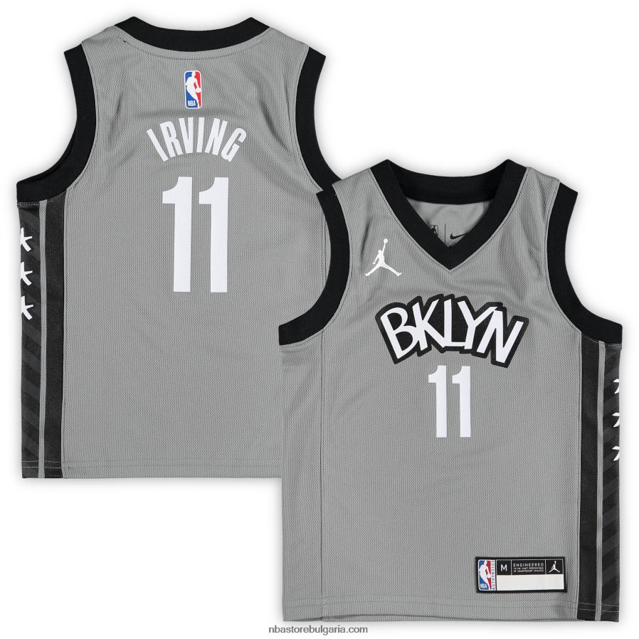 NBA JZ8F0216915 предучилищна Бруклин Нетс Кайри Ървинг Джордан Марка сиво бързо прекъсване реплика на фланелка