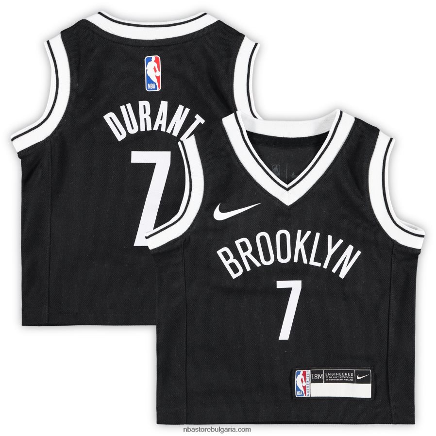 NBA JZ8F0216980 Бруклин Нетс Кевин Дюрант Найк черна фланелка