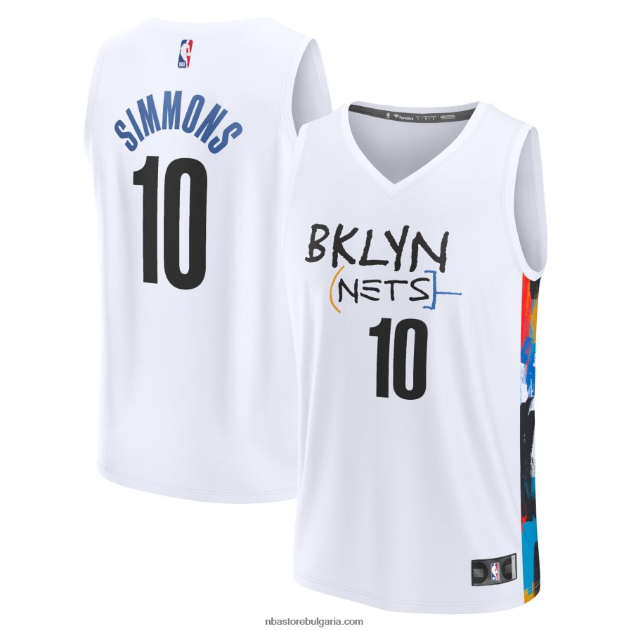 NBA JZ8F0217362 бруклин нетс бен симънс бяла фланелка за бърз пробив