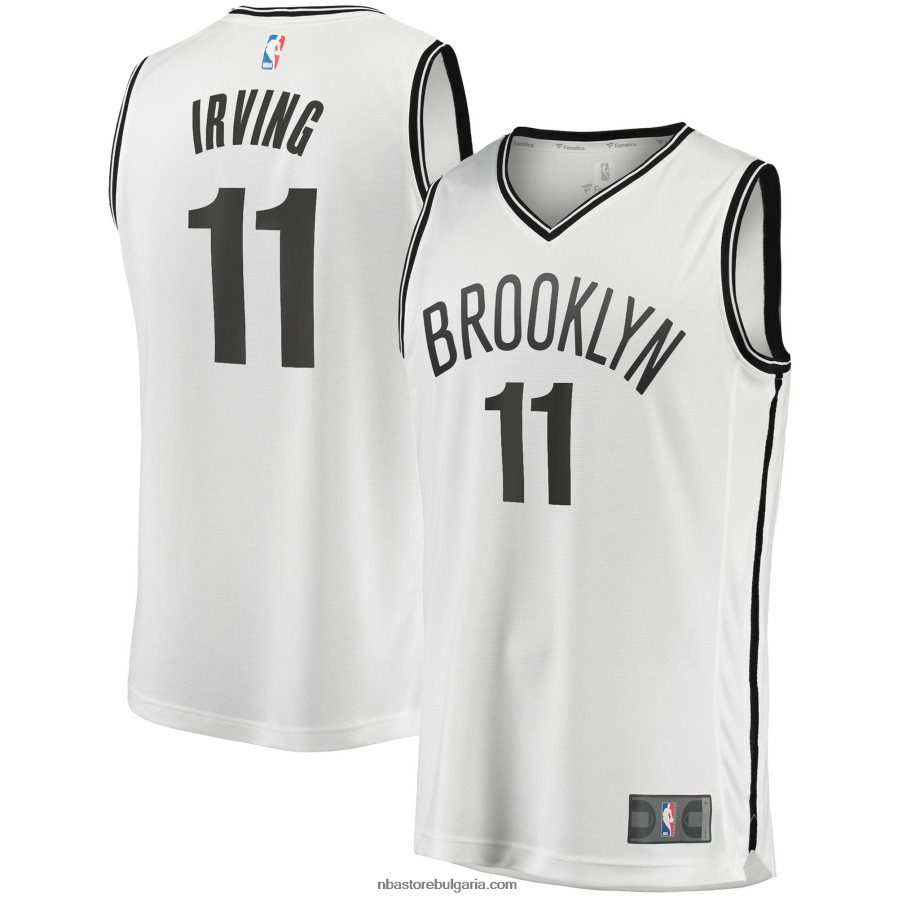 NBA JZ8F0217491 Бруклин Нетс Кайри Ървинг бяла фланелка на играч за бързо прекъсване