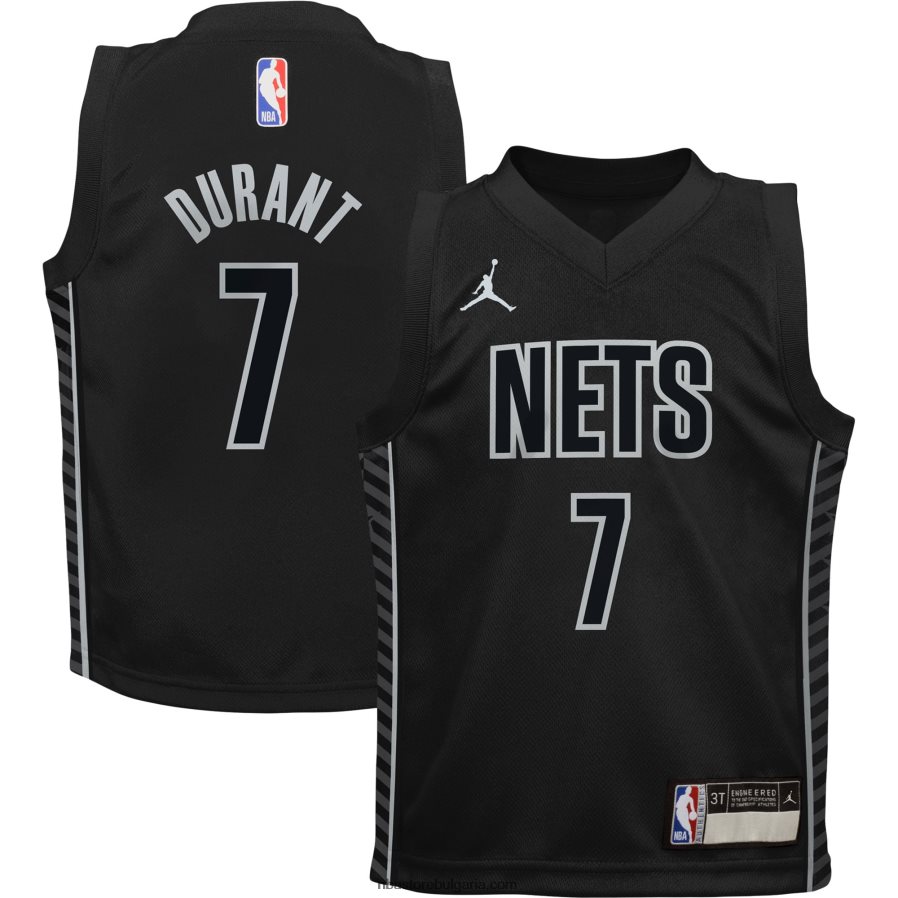 NBA JZ8F0217667 предучилищна възраст Бруклин Нетс Кевин Дюрант Джордън марка черна фланелка