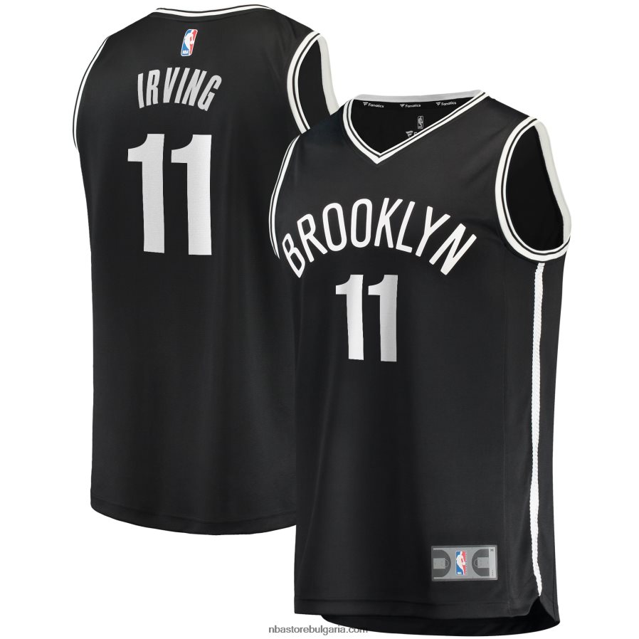 NBA JZ8F0218344 Бруклин Нетс Кайри Ървинг черна фланелка за бърз брейк реплика
