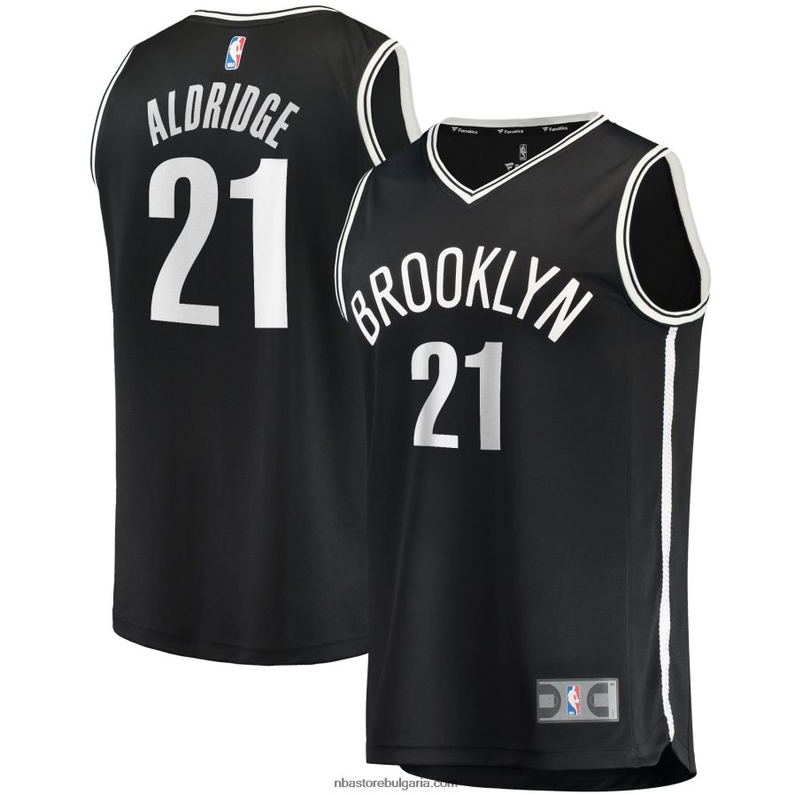 NBA JZ8F0219199 бруклин нетс ламарк олдридж черна реплика на фланелка за бърз брейк
