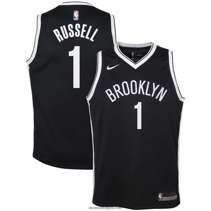 NBA JZ8F0219330 бруклин нетс d'angelo russell nike черна фланелка swingman