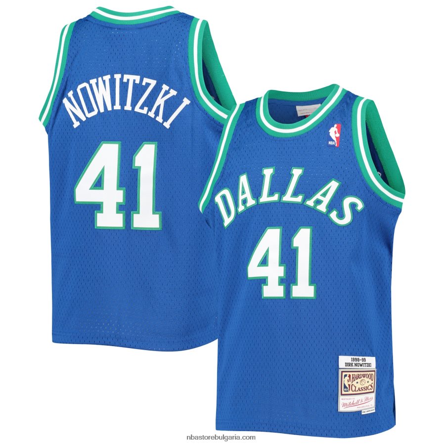 NBA JZ8F0216869 dallas mavericks dirk nowitzki mitchell & ness blue hardwood classics swingman фланелка