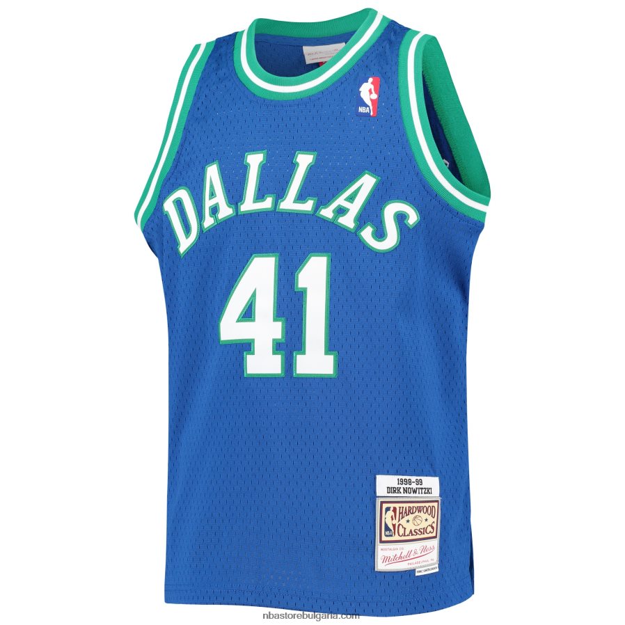 NBA JZ8F0216869 dallas mavericks dirk nowitzki mitchell & ness blue hardwood classics swingman фланелка
