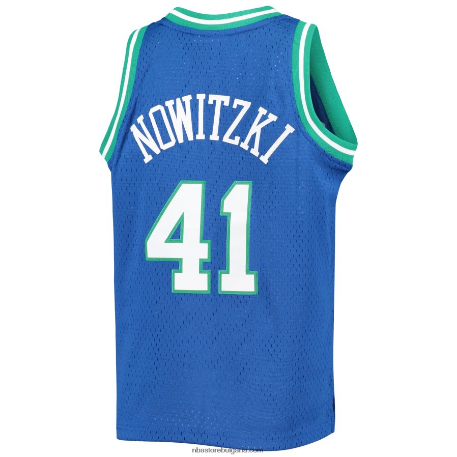 NBA JZ8F0216869 dallas mavericks dirk nowitzki mitchell & ness blue hardwood classics swingman фланелка