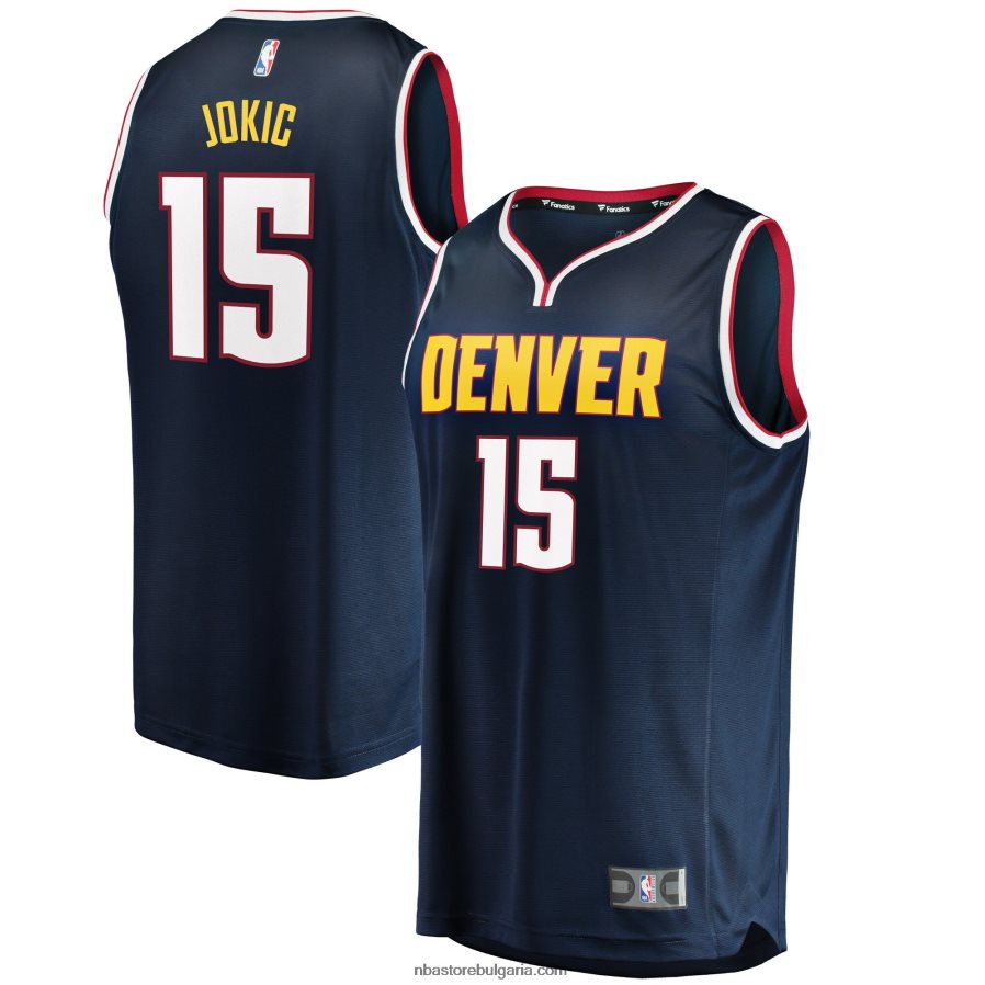 NBA JZ8F0216733 Денвър Нъгетс Никола Йокич синя фланелка за бърз брейк реплика