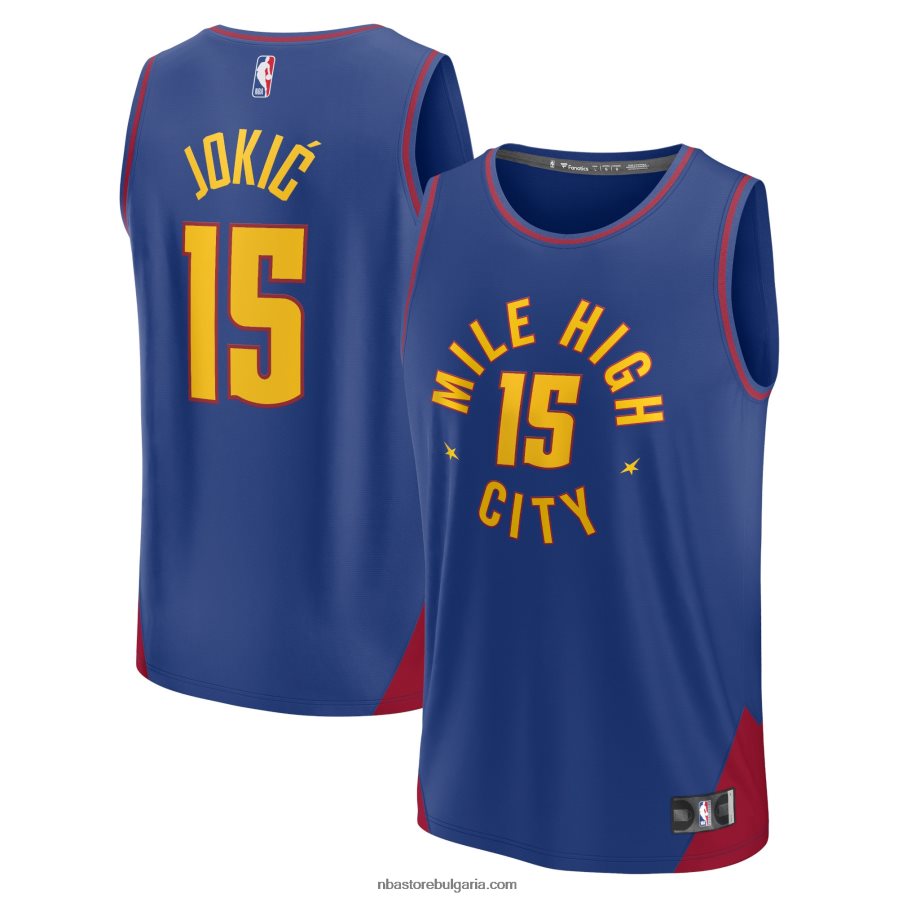 NBA JZ8F0216769 Денвър Нъгетс Никола Йокич синя фланелка за бърз пробив