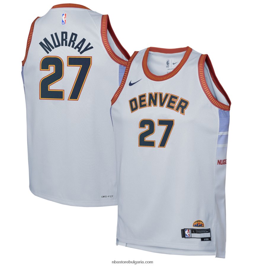 NBA JZ8F0217228 denver nuggets jamal murray nike silver swingman jersey