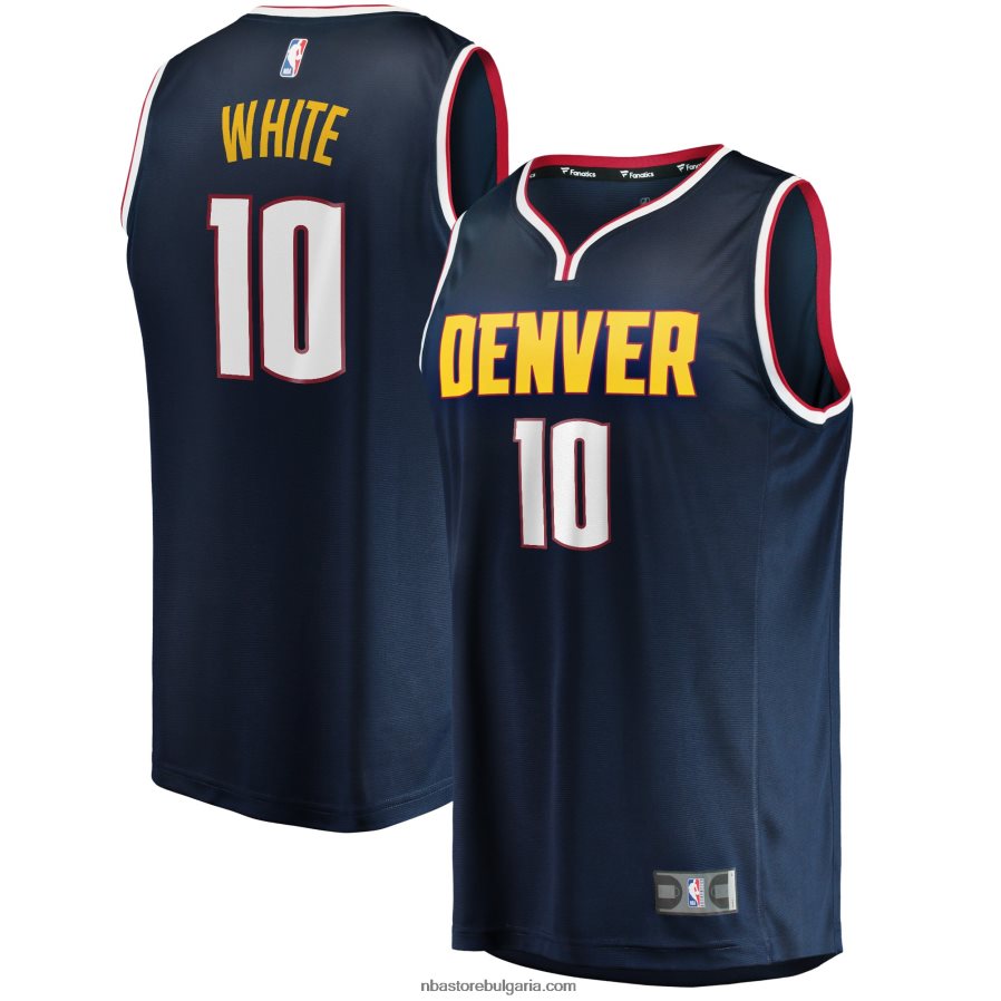 NBA JZ8F0217976 Денвър Нъгетс Джак бяло тъмносиня фланелка на играч за бързо прекъсване