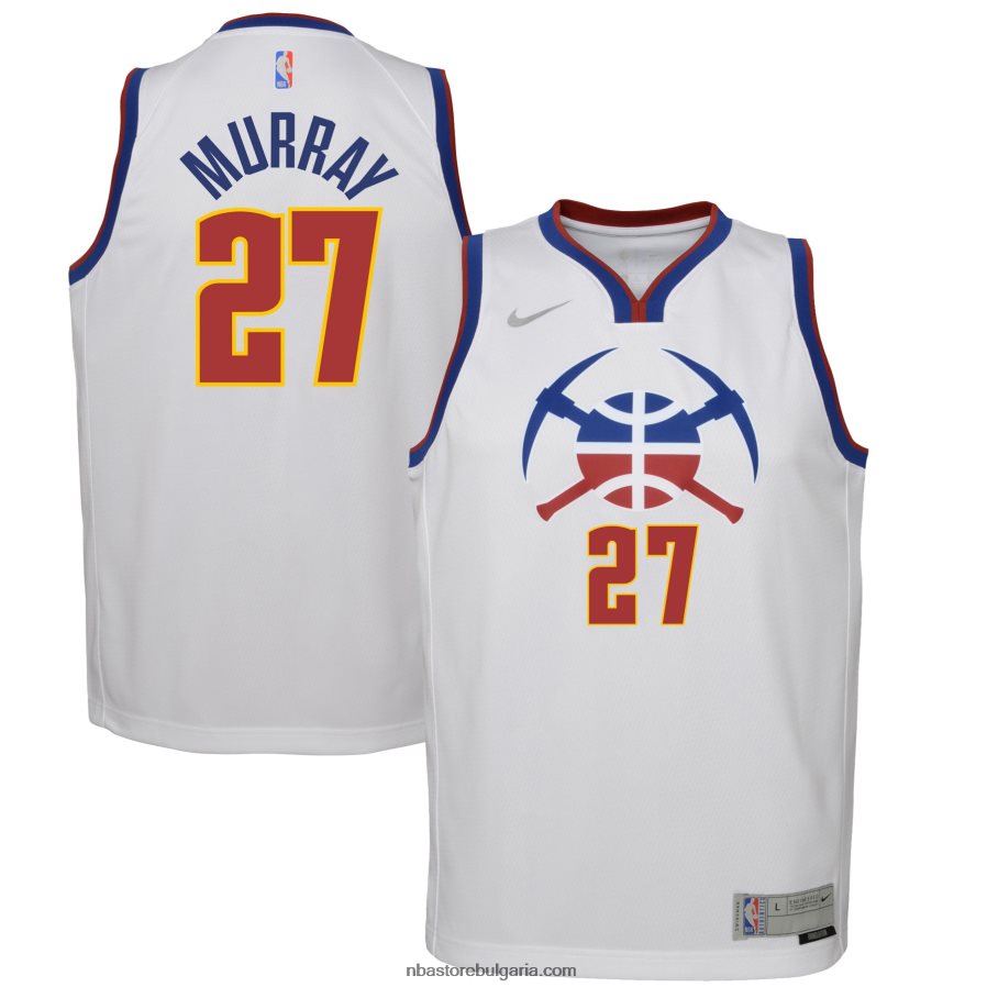NBA JZ8F0218034 denver nuggets jamal murray nike бяла фланелка на суингмен играч - заслужено издание