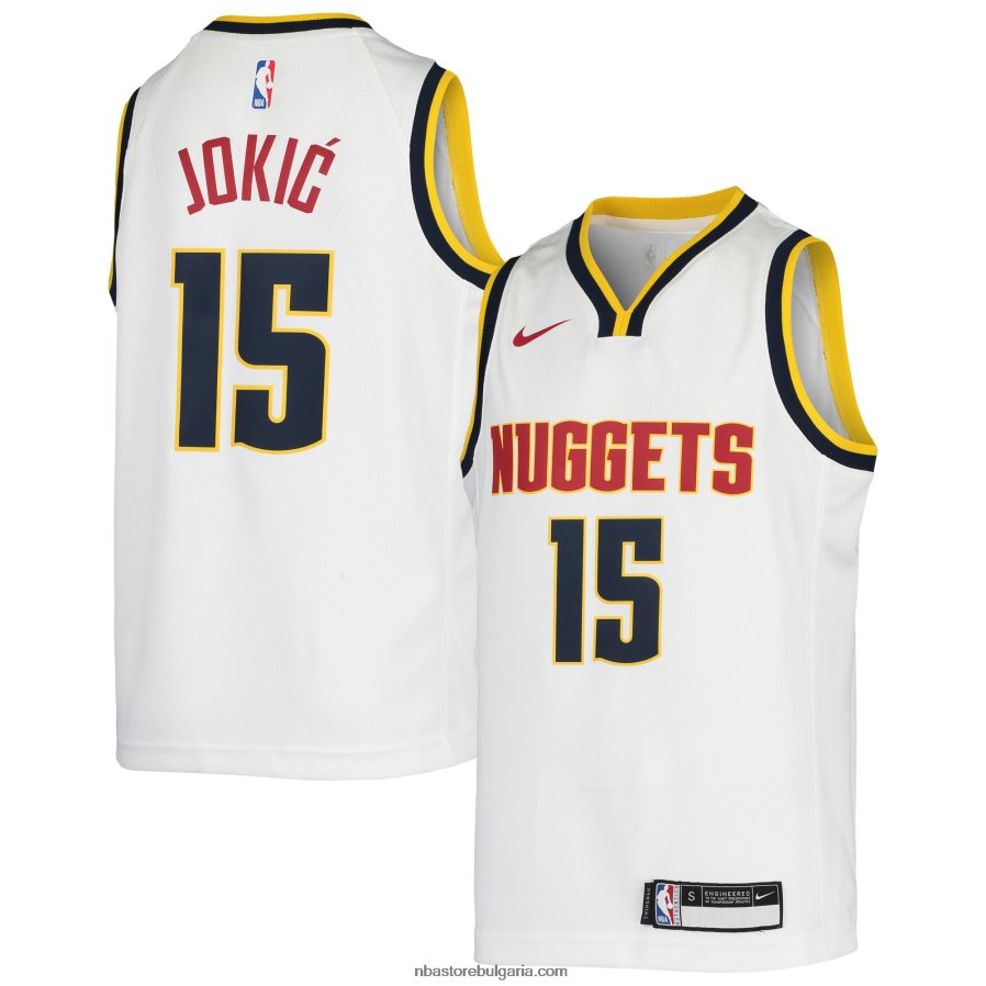 NBA JZ8F0219112 denver nuggets nikola jokic nike бяла суингмен фланелка