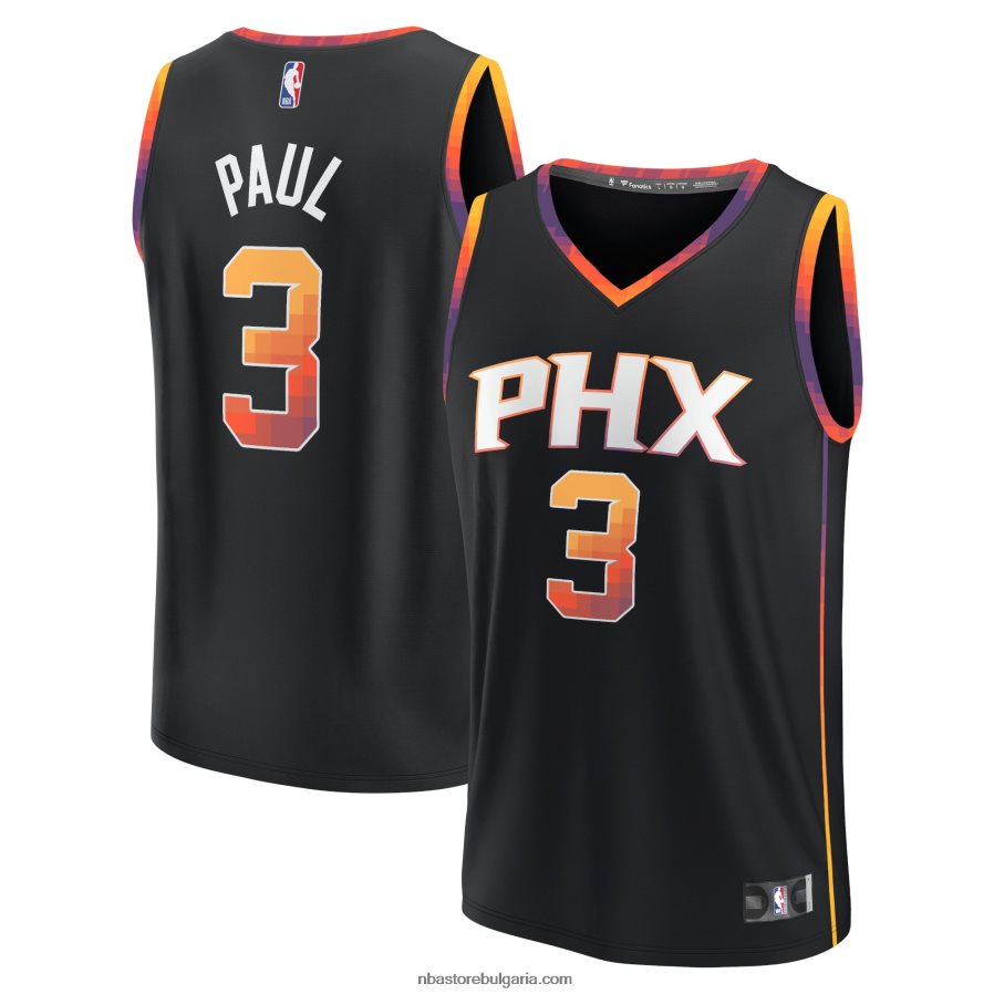 NBA JZ8F0216751 феникс сънс крис пол черна фланелка на играч за бързо прекъсване