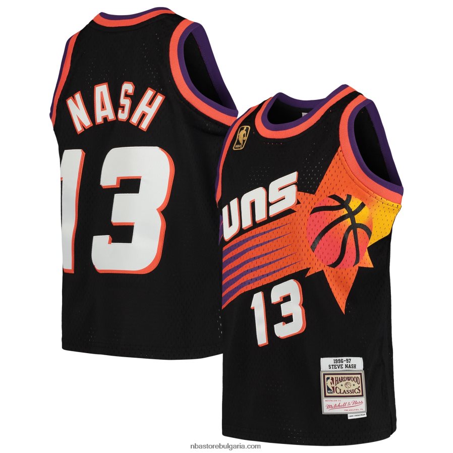 NBA JZ8F0216765 Phoenix Suns Steve Nash mitchell & ness Black Hardwood Classics Swingman Throwback Jersey
