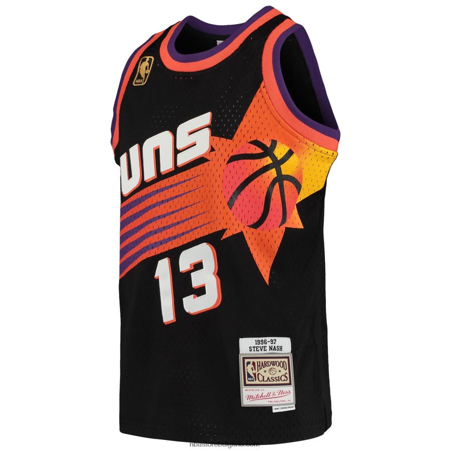 NBA JZ8F0216765 Phoenix Suns Steve Nash mitchell & ness Black Hardwood Classics Swingman Throwback Jersey