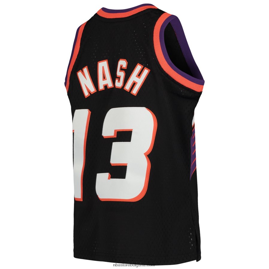 NBA JZ8F0216765 Phoenix Suns Steve Nash mitchell & ness Black Hardwood Classics Swingman Throwback Jersey
