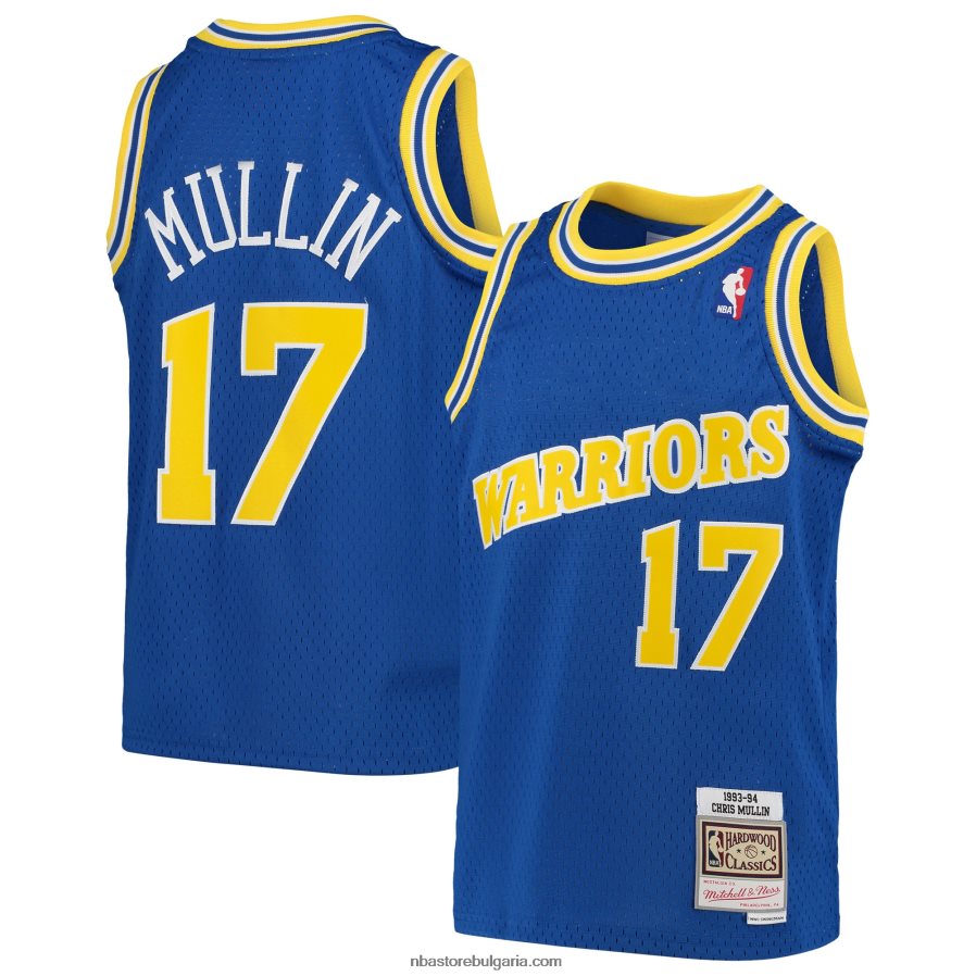 NBA JZ8F0216830 golden state warriors chris mullin royal 1993-94 hardwood classics swingman throwback jersey