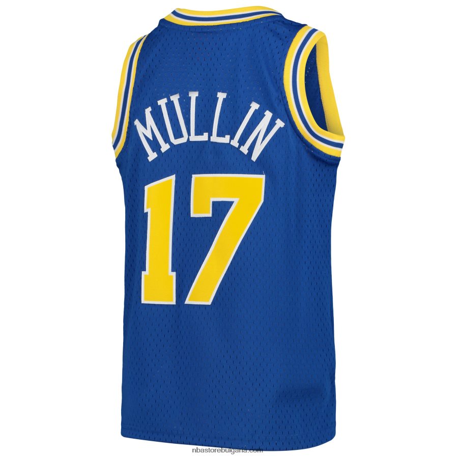 NBA JZ8F0216830 golden state warriors chris mullin royal 1993-94 hardwood classics swingman throwback jersey