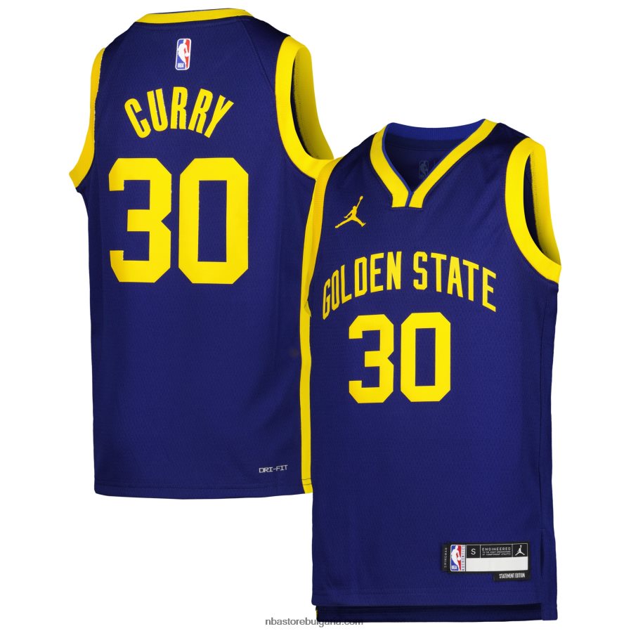 NBA JZ8F0216893 Голдън Стейт Уориърс Стивън Къри Джордън марка синя суингмен фланелка