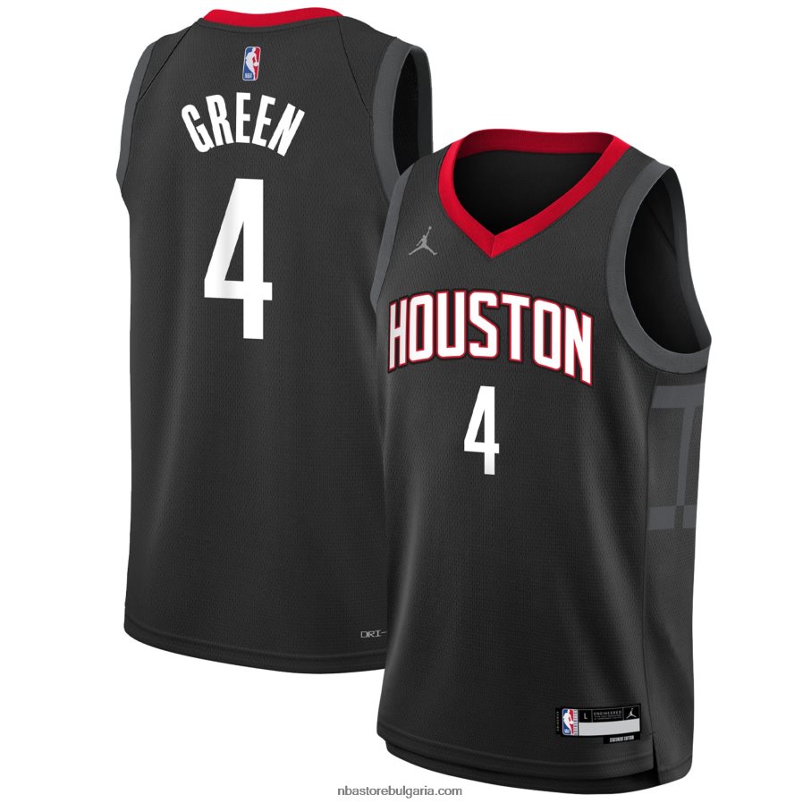 NBA JZ8F0217284 Хюстън Рокетс Джейлен Грийн Джордън марка черна суингмен фланелка