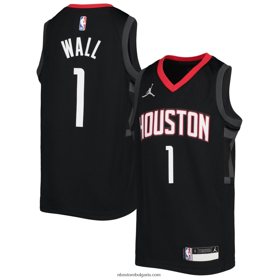 NBA JZ8F0217930 Хюстън Рокетс Джон Уол Джордън марка черна фланелка на играч