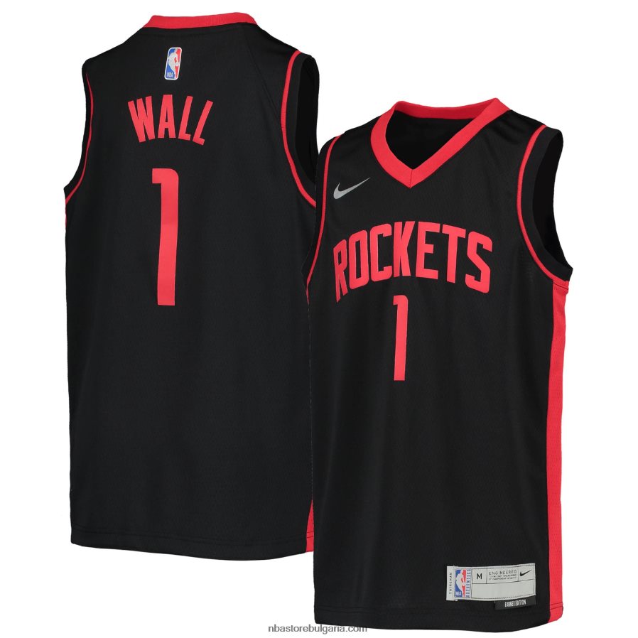 NBA JZ8F0218355 хюстън рокетс джон уол nike черна фланелка на суингмен играч - заслужено издание