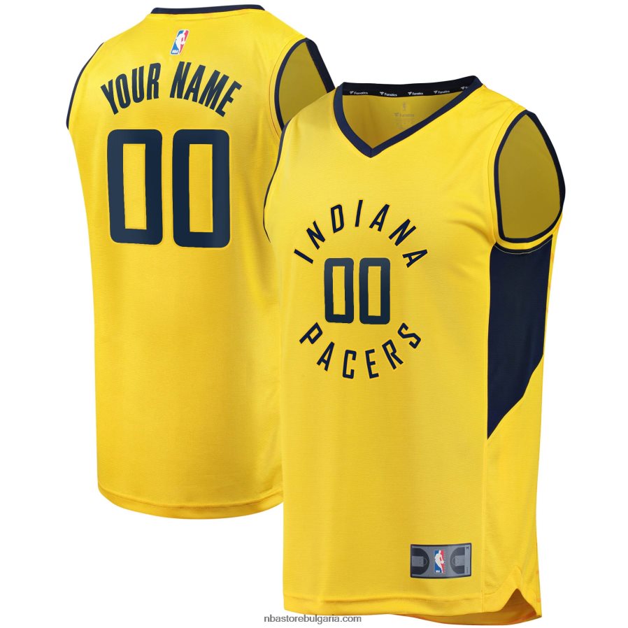 NBA JZ8F0217000 реплика на индиана пейсърс, жълта бърза почивка, персонализирана фланелка