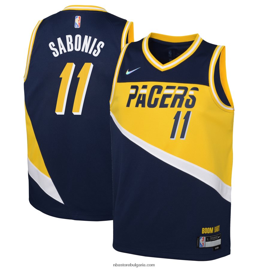 NBA JZ8F0218559 indiana pacers domantas sabonis nike navy swingman jersey