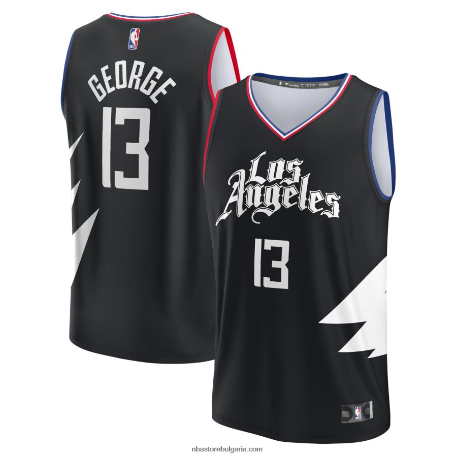 NBA JZ8F0216863 фланелка на играч на la clippers paul george black fast break