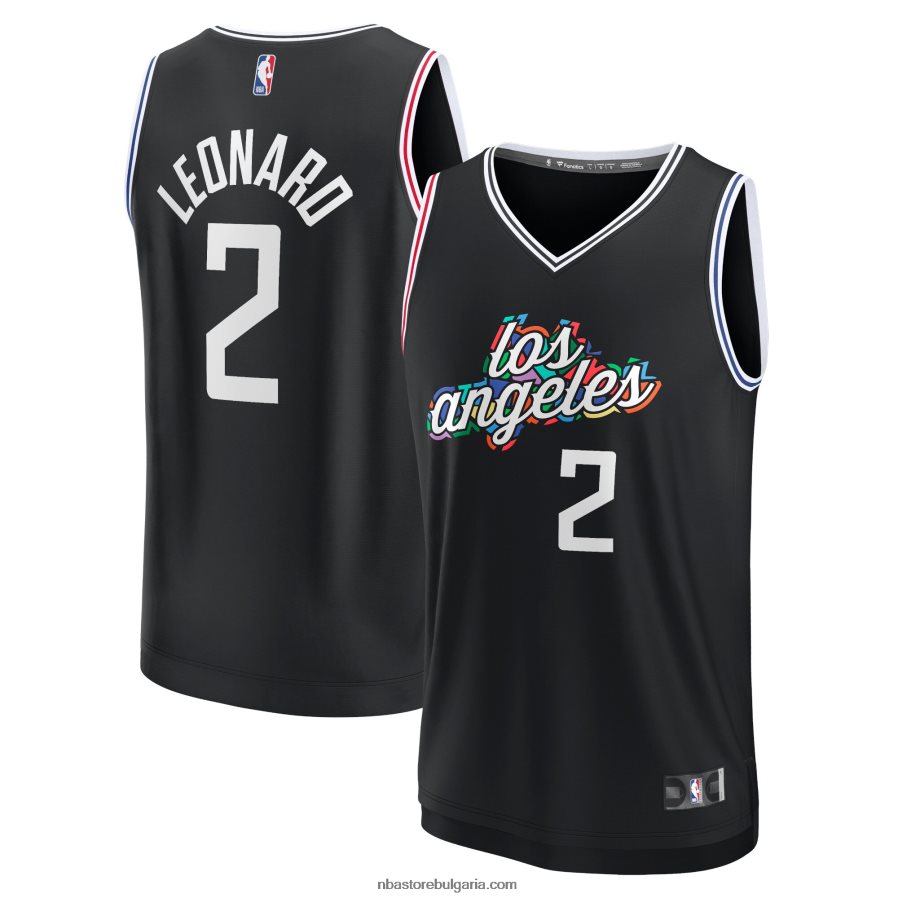 NBA JZ8F0216881 la clippers kawhi leonard черна фланелка за бързо потегляне