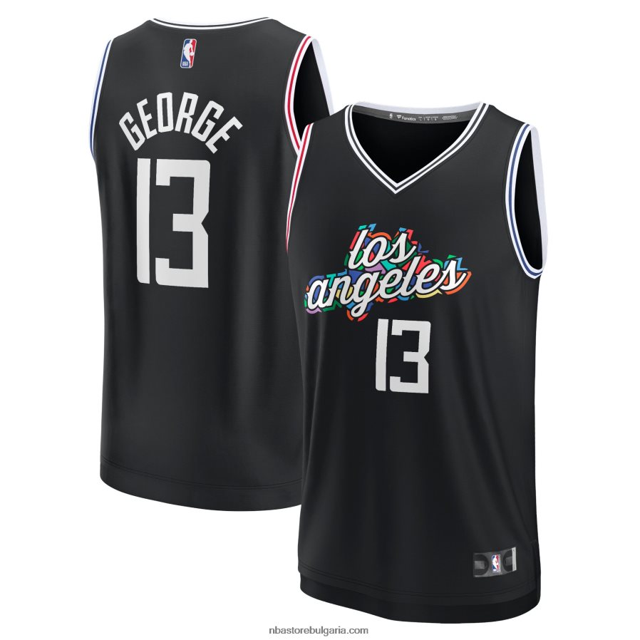 NBA JZ8F0216979 la clippers paul george black fastbreak фланелка