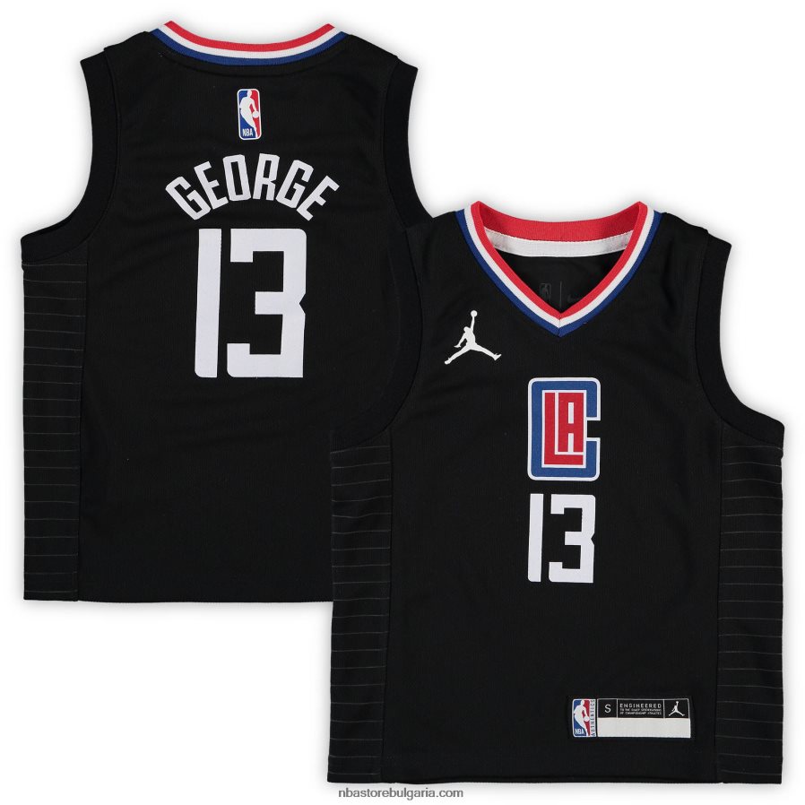 NBA JZ8F0217399 реплика на фланелка за предучилищна възраст la clippers paul george jordan black fast break