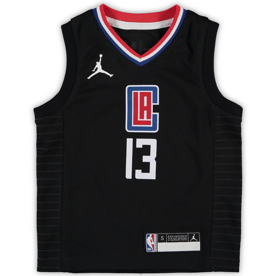 NBA JZ8F0217399 реплика на фланелка за предучилищна възраст la clippers paul george jordan black fast break