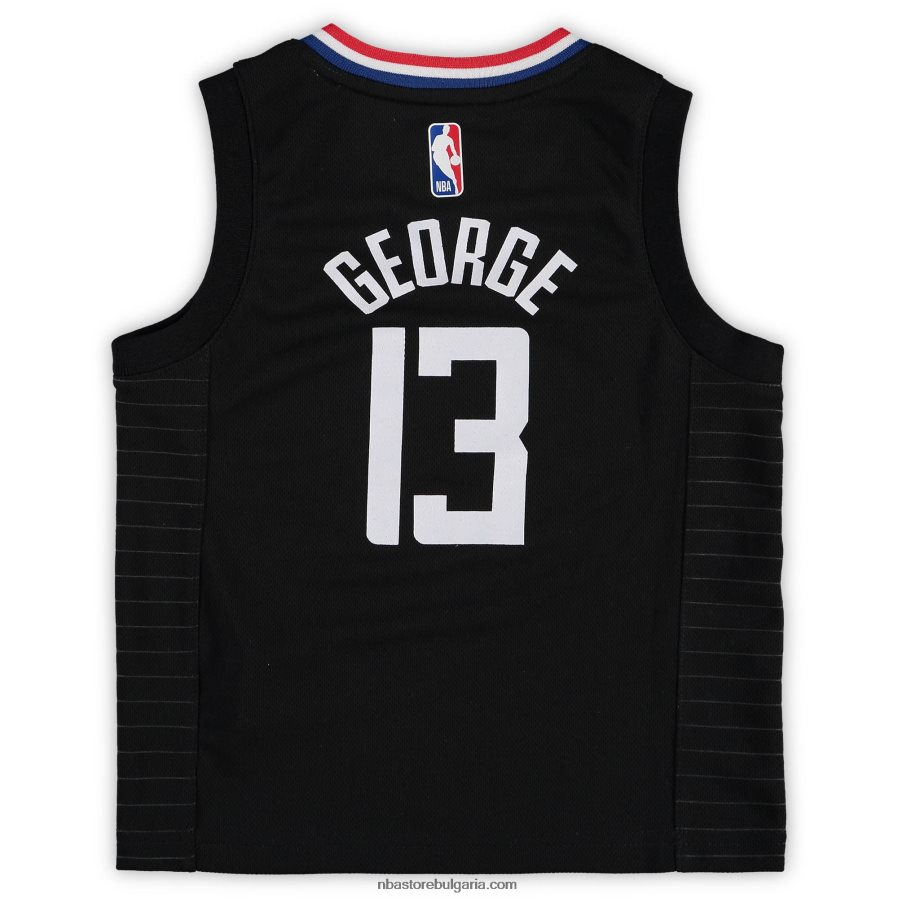 NBA JZ8F0217399 реплика на фланелка за предучилищна възраст la clippers paul george jordan black fast break