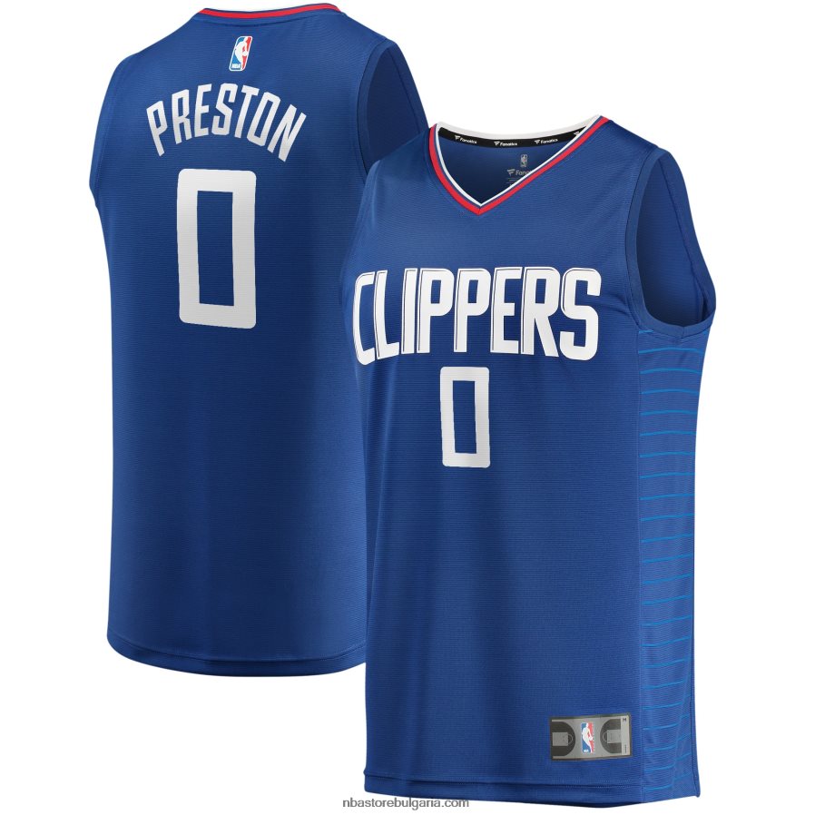 NBA JZ8F0217775 фланелка на la clippers jason preston royal fast break играч