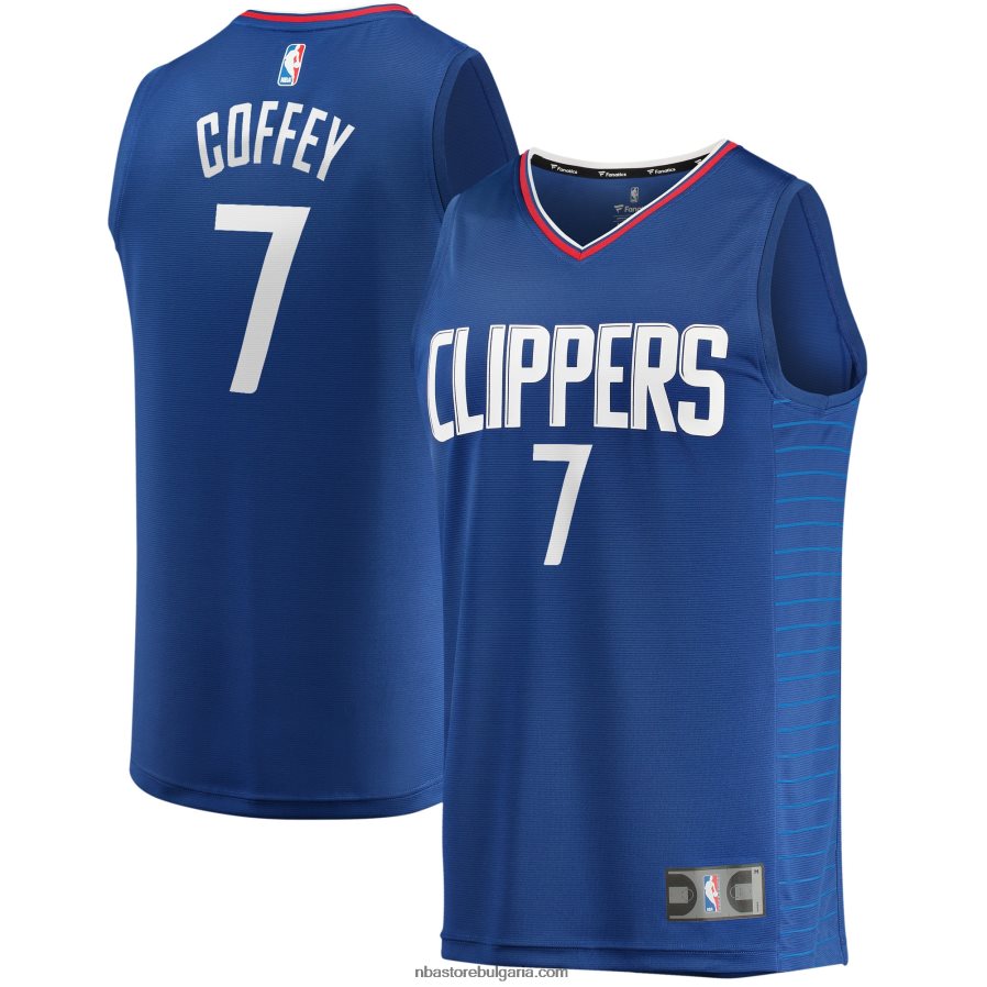 NBA JZ8F0218470 la clippers amir coffey royal фланелка на играч за бързо прекъсване