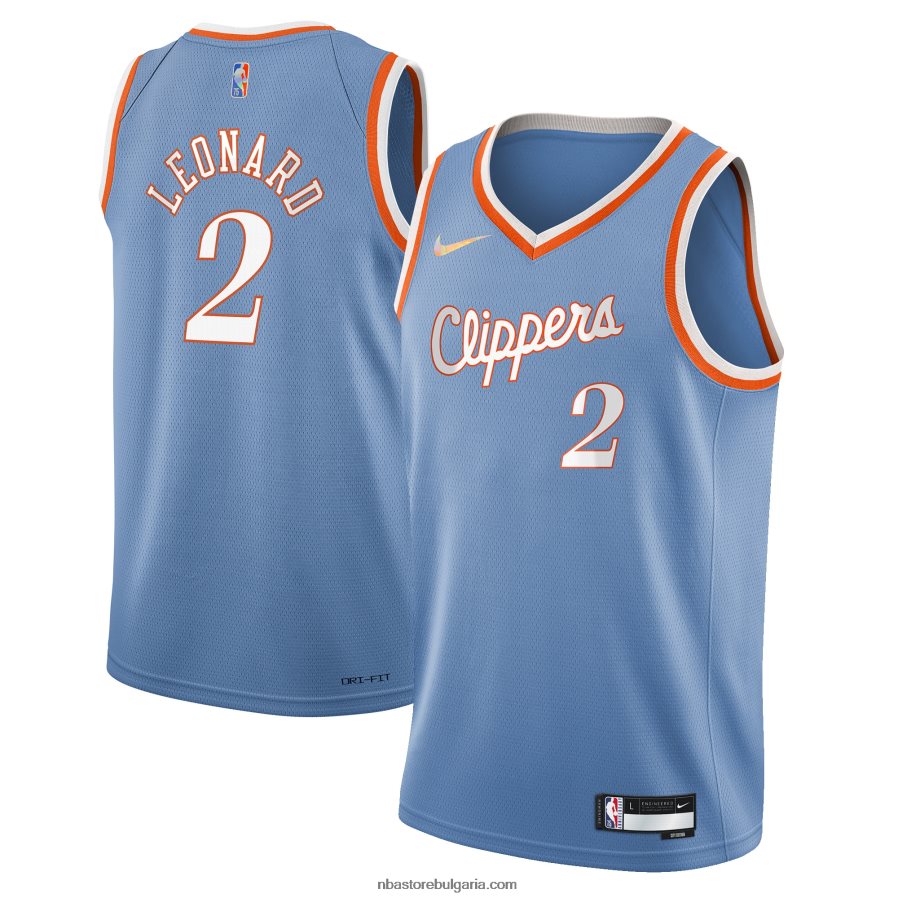 NBA JZ8F0218549 la clippers kawhi leonard nike светло синя фланелка swingman