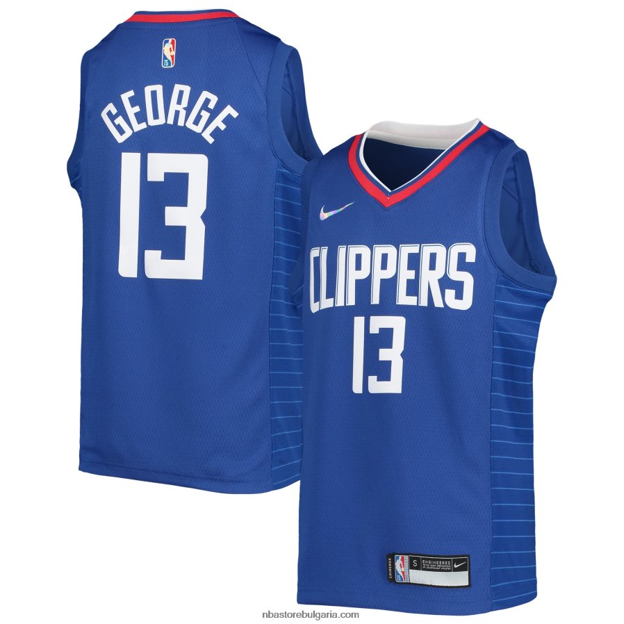 NBA JZ8F0218658 la clippers paul george nike royal diamond swingman jersey