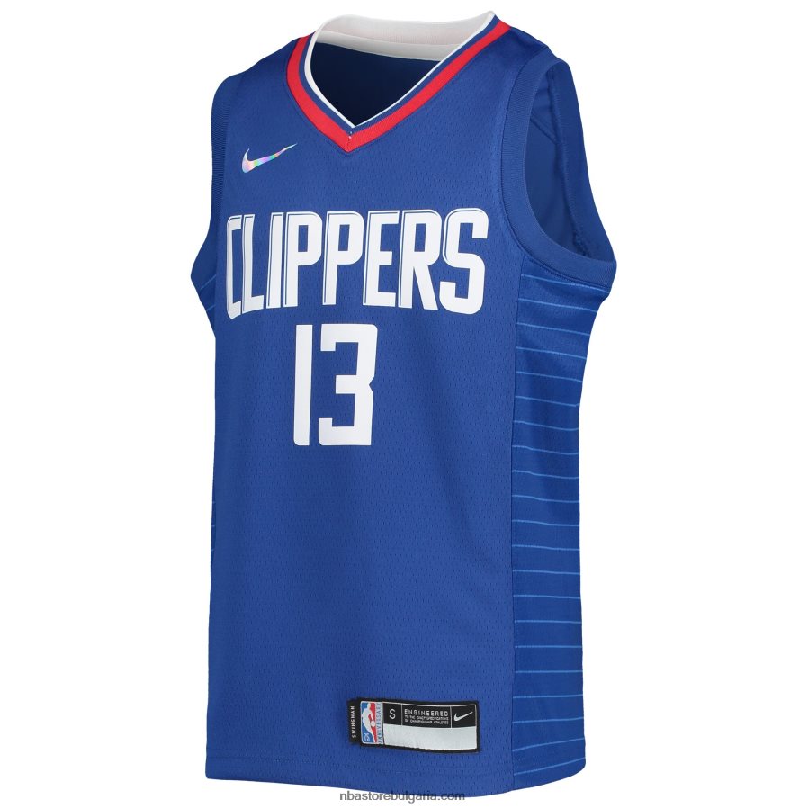 NBA JZ8F0218658 la clippers paul george nike royal diamond swingman jersey