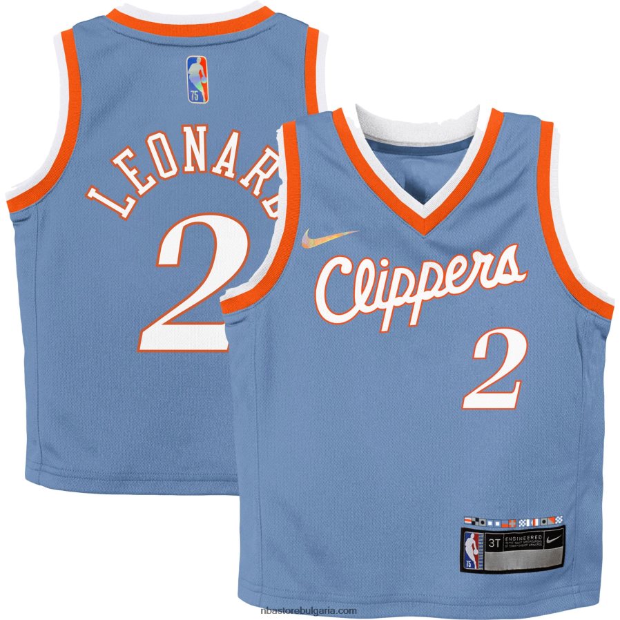NBA JZ8F0219156 реплика на фланелка la clippers kawhi leonard nike светло синьо градско издание