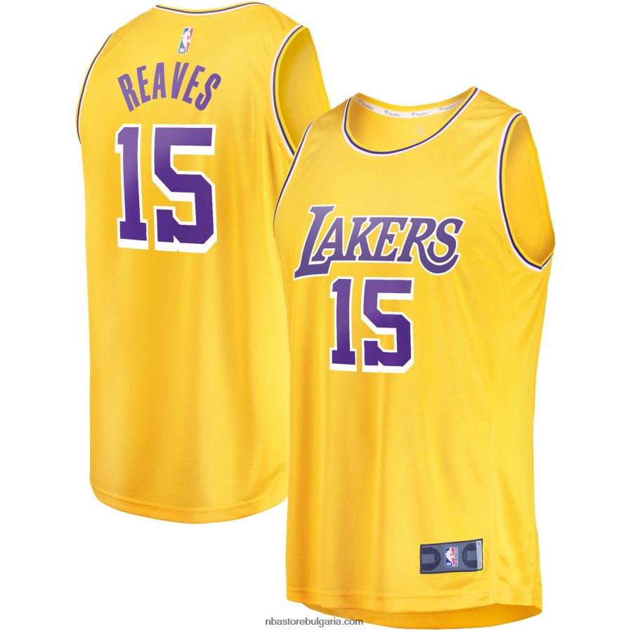 NBA JZ8F0216711 Лос Анджелис Лейкърс Остин Рейвс златна фланелка на играч за бърз брейк