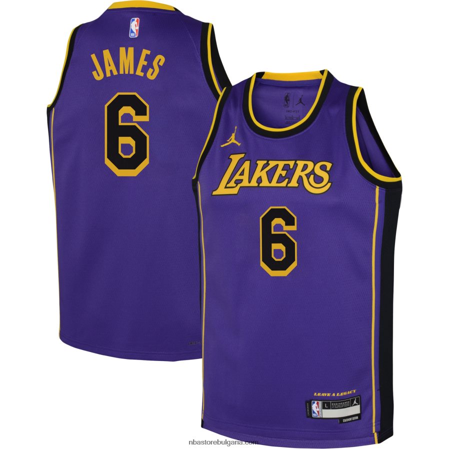 NBA JZ8F0216713 Лос Анджелис Лейкърс Леброн Джеймс Джордън марка лилаво суингмен фланелка