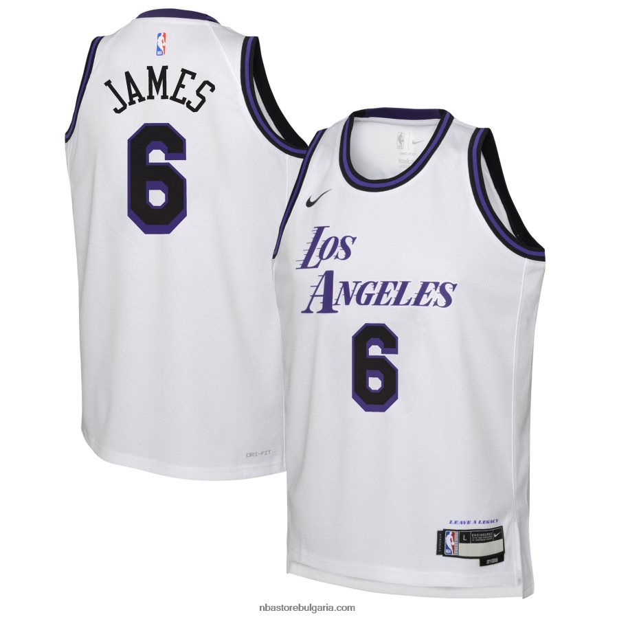 NBA JZ8F0216736 лос анджелис лейкърс леброн джеймс nike бяла фланелка swingman