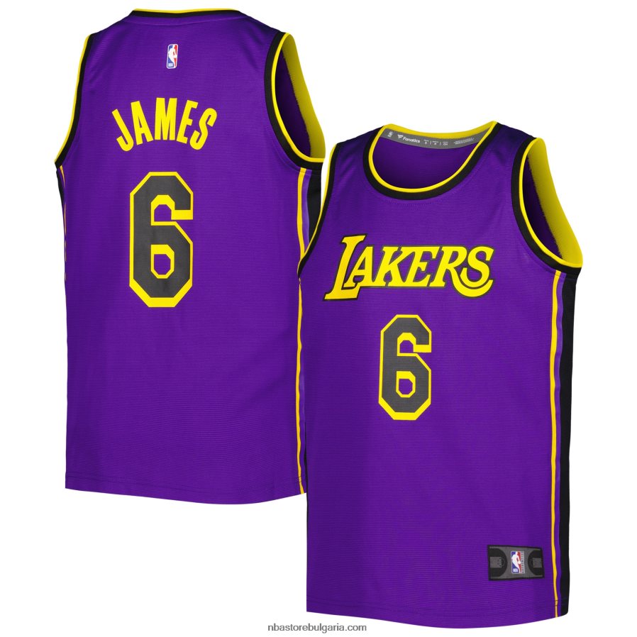 NBA JZ8F0216749 фланелка на лос анджелис лейкърс леброн джеймс лилаво за бързо прекъсване