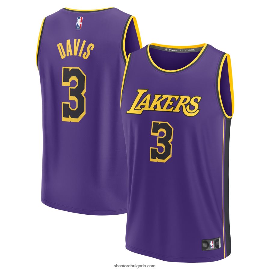 NBA JZ8F0216756 Лос Анджелис Лейкърс Антъни Дейвис лилаво фланелка за бърз брейк