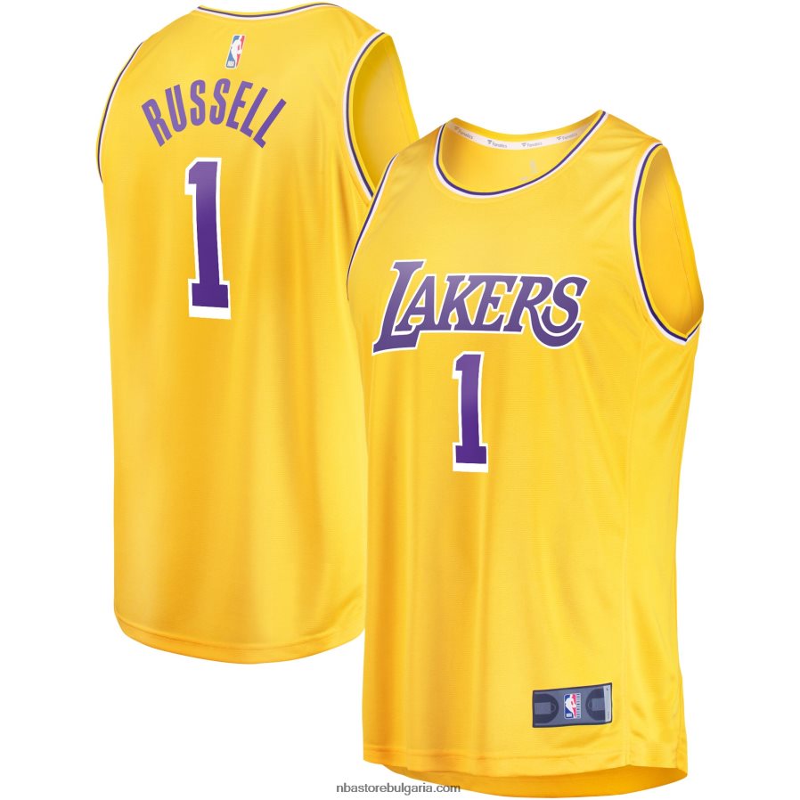 NBA JZ8F0216767 Лос Анджелис Лейкърс д'Анджело Ръсел златна фланелка на играч за бързо прекъсване