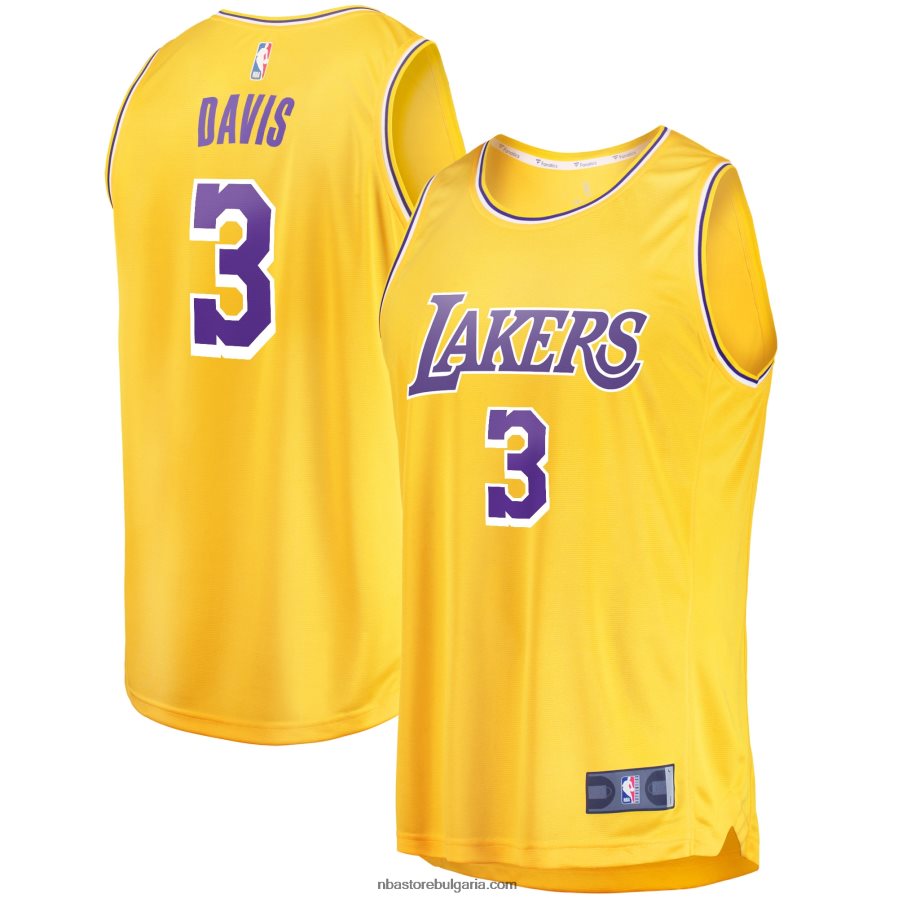 NBA JZ8F0216808 Лос Анджелис Лейкърс Антъни Дейвис златна фланелка за бързо прекъсване