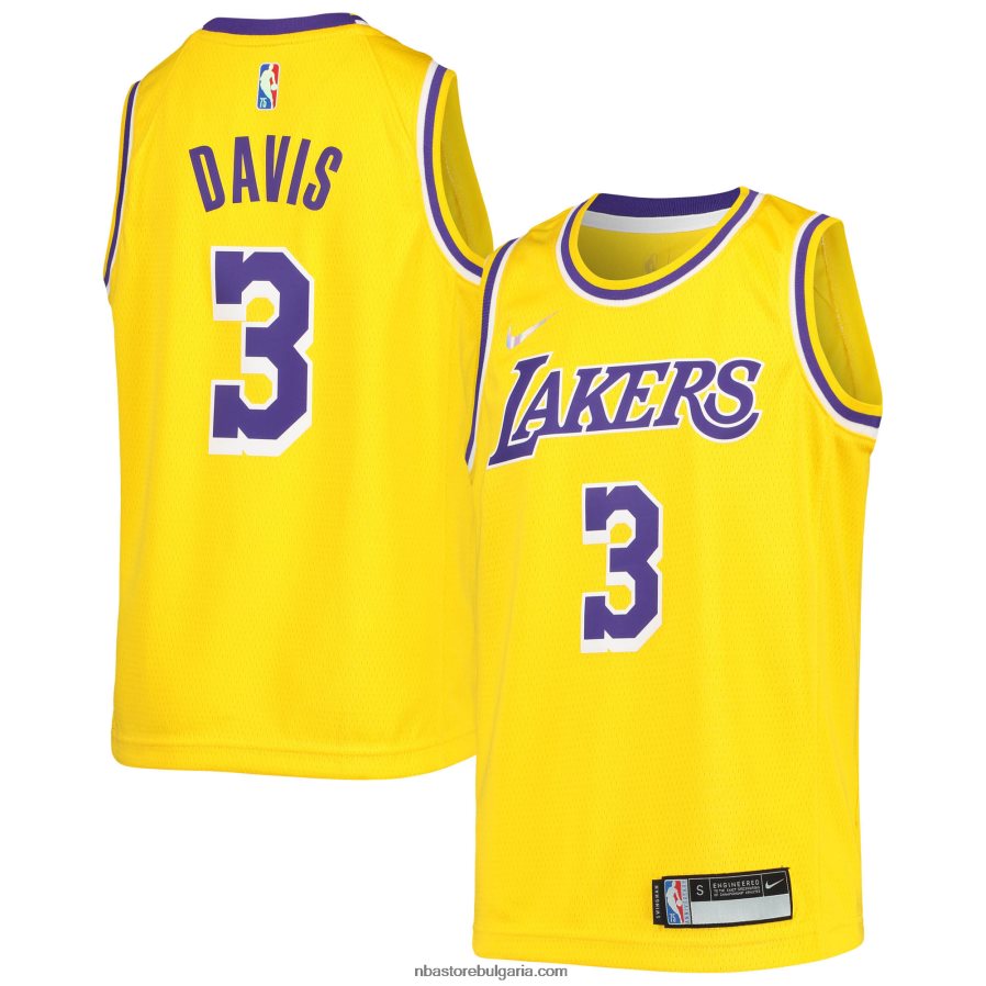 NBA JZ8F0217383 Лос Анджелис Лейкърс Антъни Дейвис Nike Gold Diamond Swingman Джърси