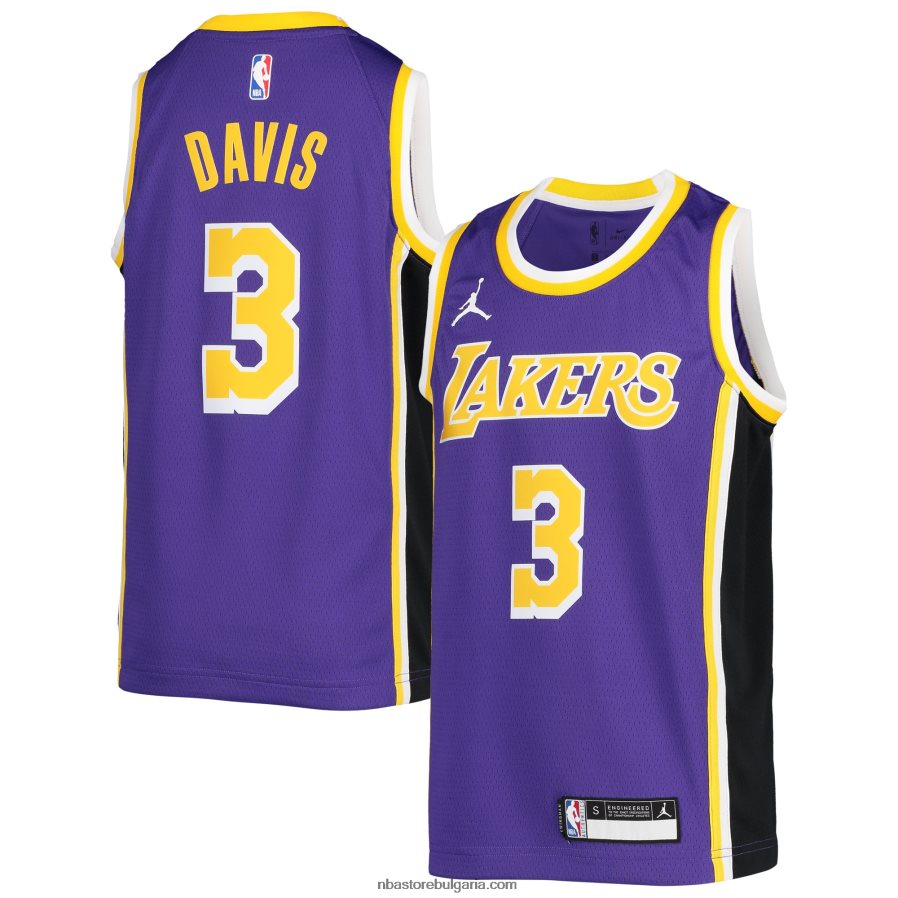 NBA JZ8F0218065 Лос Анджелис Лейкърс Антъни Дейвис Джордън марка лилаво суингмен фланелка